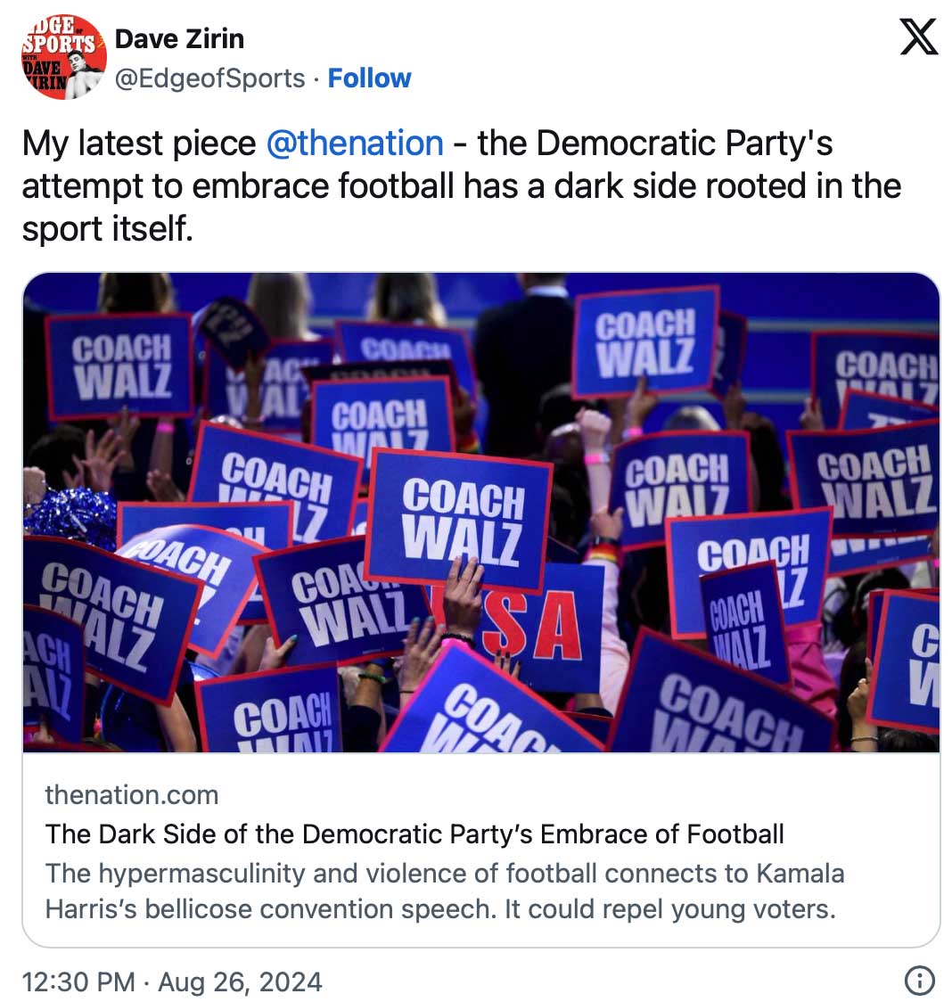 Coach Walz, football and the danger of masculinity