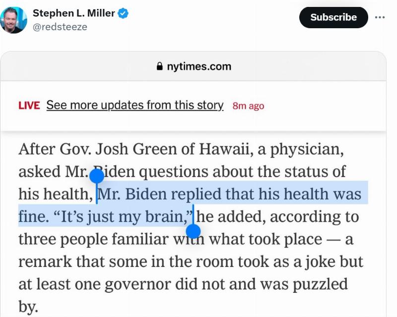 NextImg:Biden: 'My health is fine. ‘It’s just my brain.’