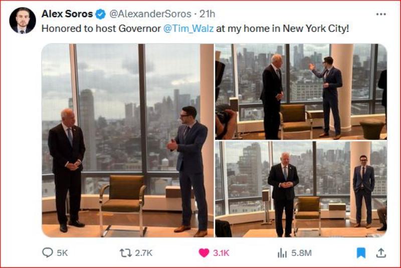 NextImg:Meek and servile, Tim Walz pays a visit to the House of Soros