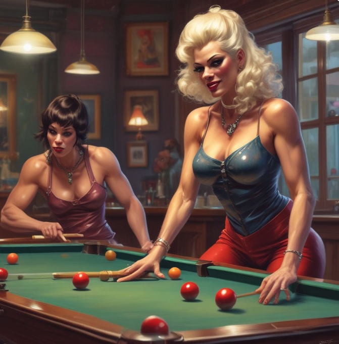 Playing pool like girls