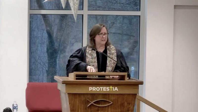 NextImg:Female progressive in Clergyface reimagines Jesus Christ as an abortion mill worker