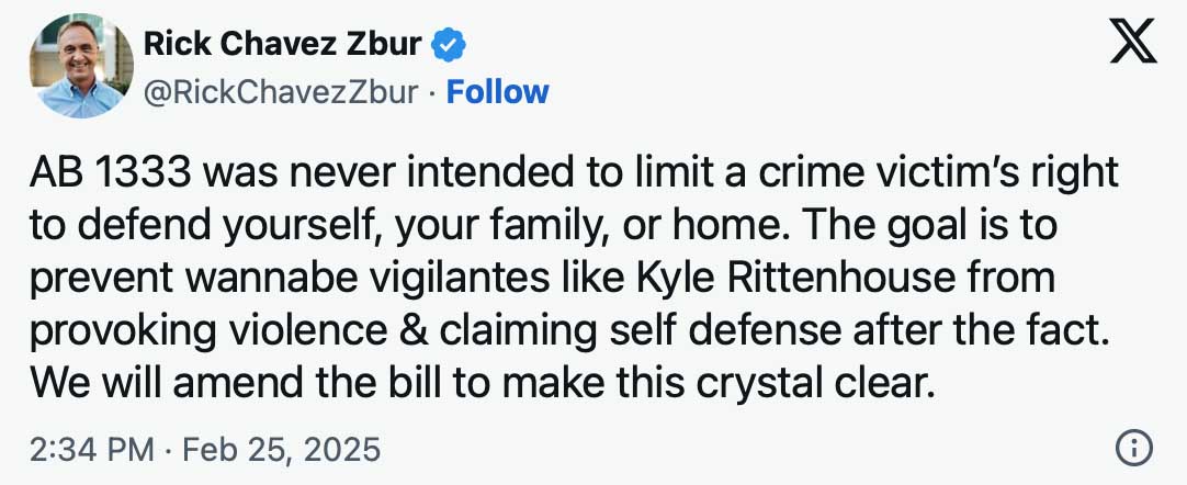 California tries to tear down the Castle Doctrine