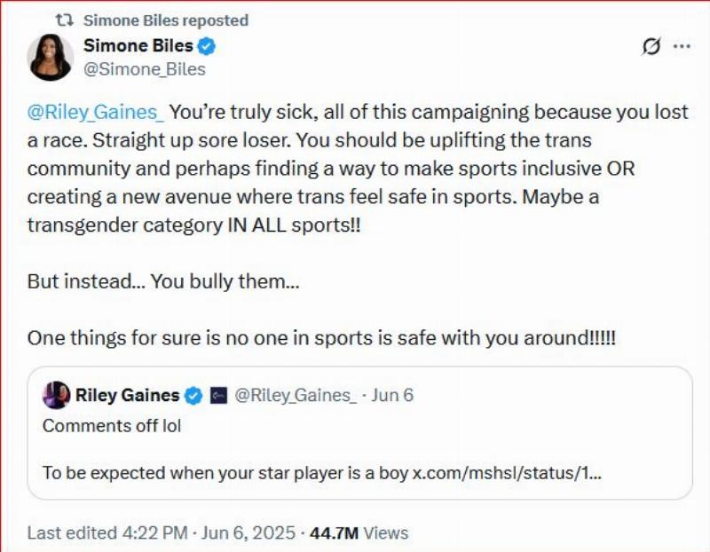NextImg:From GOAT to goat: What's with Simone Biles attacking Riley Gaines?