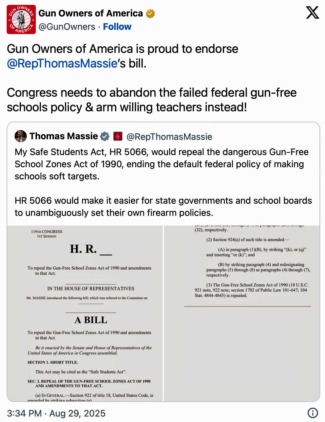 Repeal the Gun Free School Zones Act?