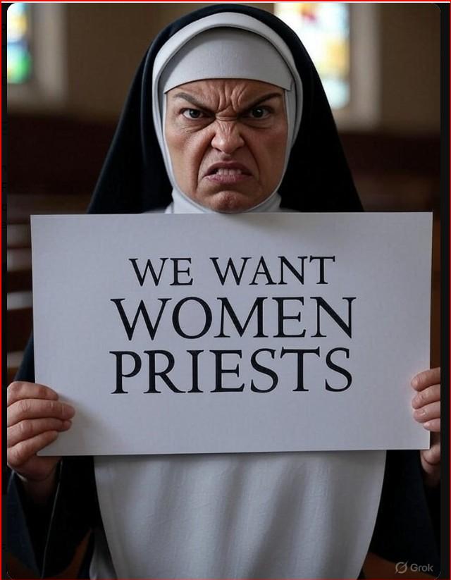we want women priests nun illustration