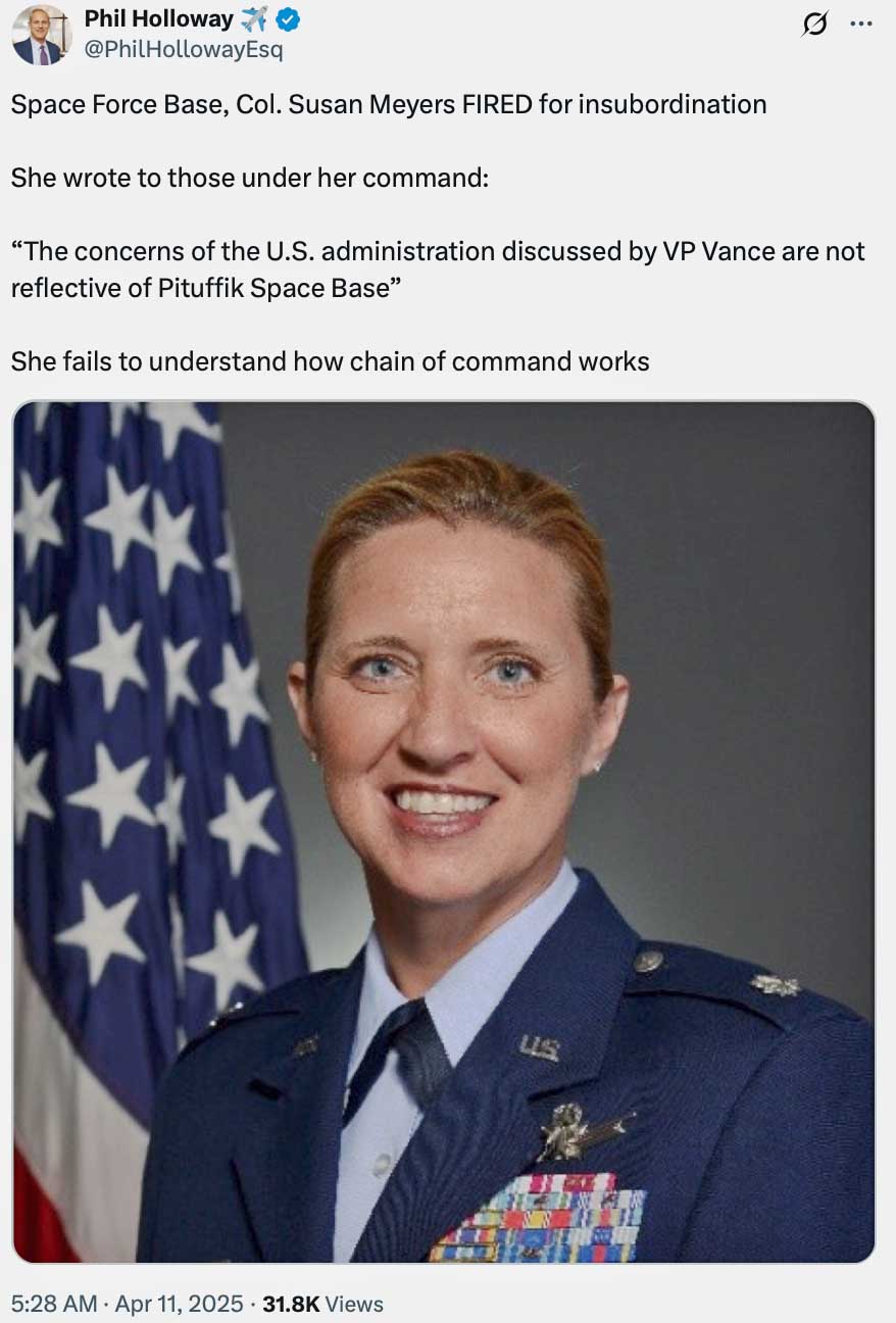 Another disloyal officer is fired