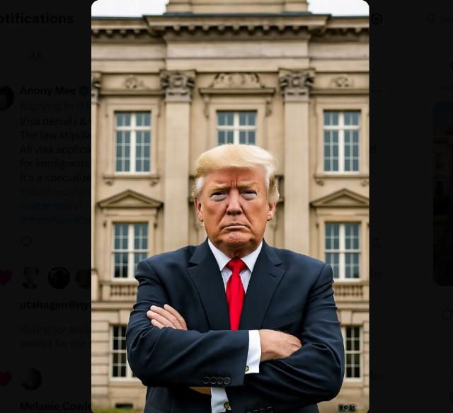 Trump in front of a university