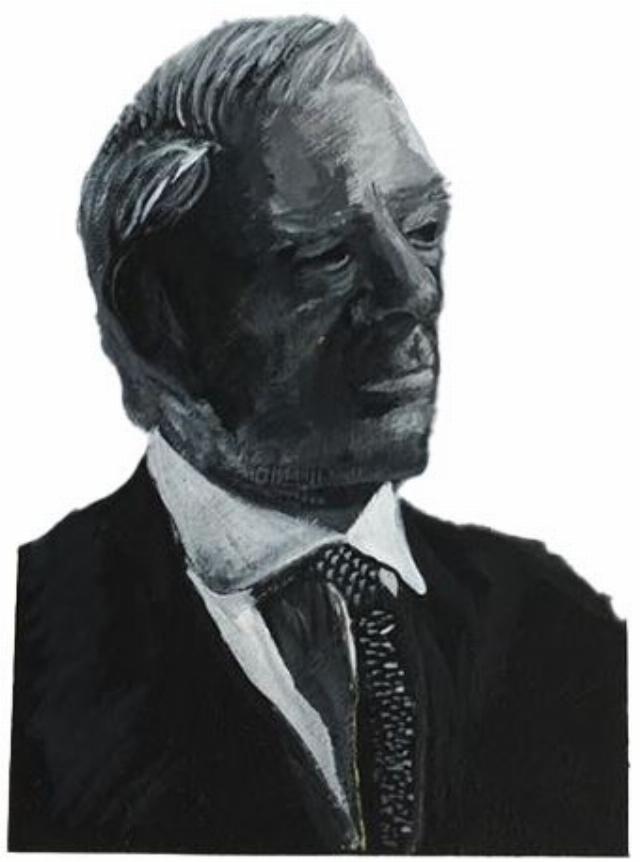 Mario Vargas Llosa, painting by Monica Showalter from her own photograph