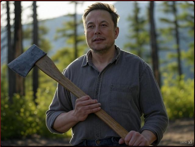 Elon Musk with axe, ai generated