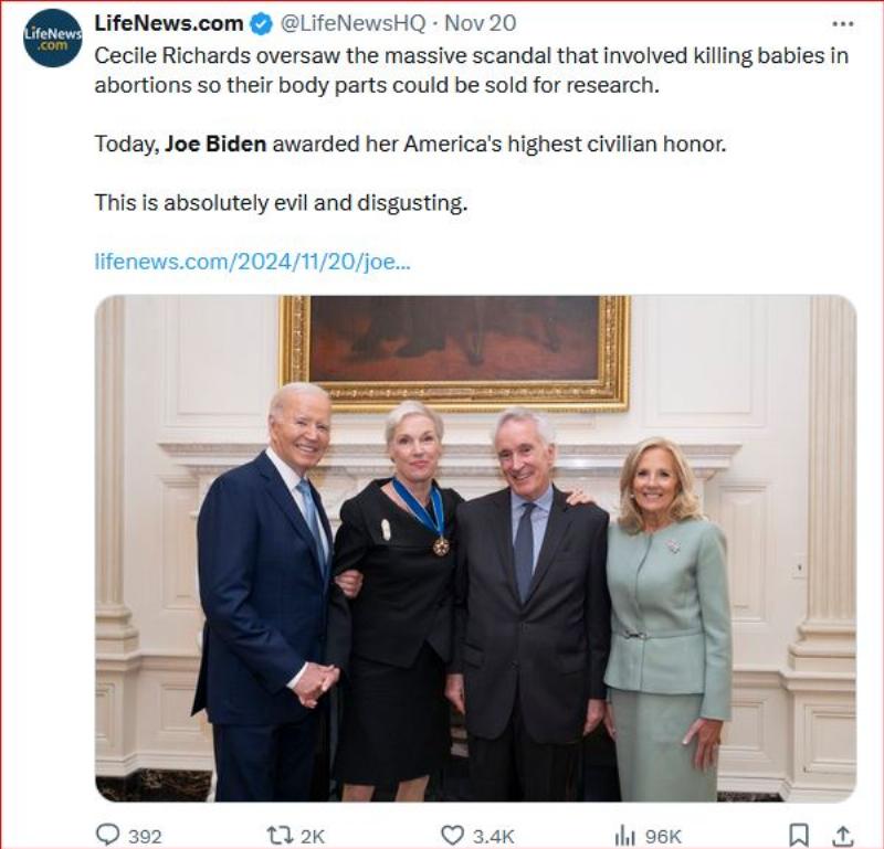 NextImg:Sneaky Joe honors Planned Parenthood operative with Presidential Medal of Freedom behind closed doors