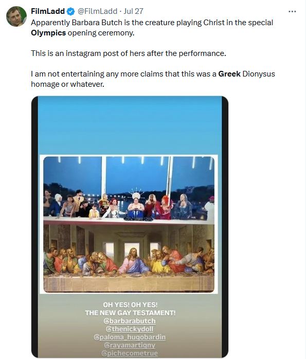 Fake: That claim that the offensive Olympics 'Last Supper' mockery was merely homage to Greek gods