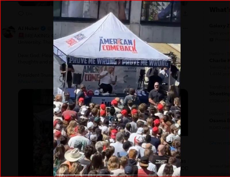 NextImg:Evil: Charlie Kirk gunned down, gravely wounded, at major university rally in Utah UPDATE: and has died