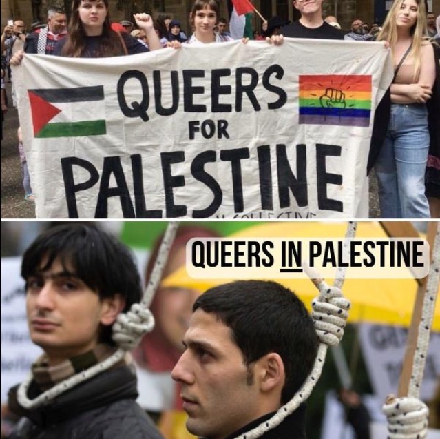 Self-hating Jews, Queers4Palestine, and conservatives walk into a bar…