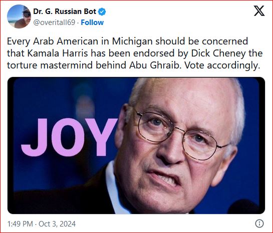 Those Cheney endorsements are backfiring badly for Kamala as the Arab-American vote abandons her for Trump