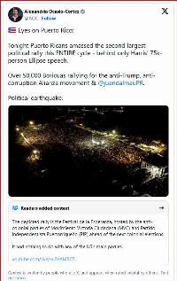 AOC beclowns herself trying to present a concert rally photo as a Puerto Rican anti-Trump protest, gets community-noted on 'X'