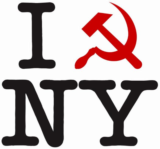 Made using two public domain images:https://en.wikipedia.org/wiki/I_Love_New_York#/media/File:I_Love_New_York.svghttps://en.wikipedia.org/wiki/Hammer_and_sickle#/media/File:Hammer_and_sickle_red_on_transparent.svg