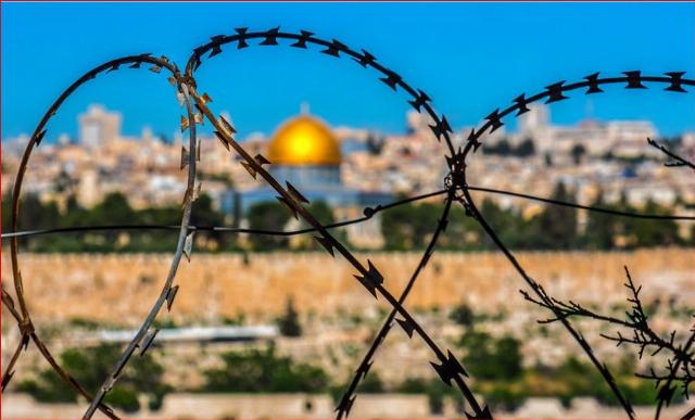 Barbed wire around Jerusalem in Israel