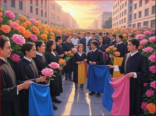 Judges, color revolution, ai-generated illustration