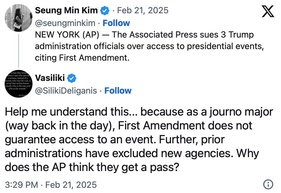The AP's feelings get hurt; it's a First Amendment crisis!