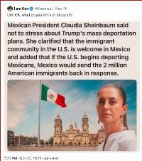 Would Mexico's president threaten to deport U.S. expats if Trump mass-deports Mexican illegals?