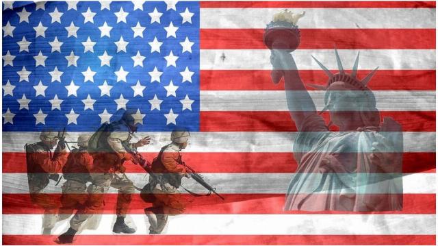 U.S. flag, victory.