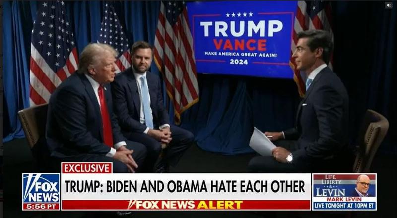 NextImg:'Obama hates Biden,' and other excerpts from the Trump/Vance interview with Fox News's Watters