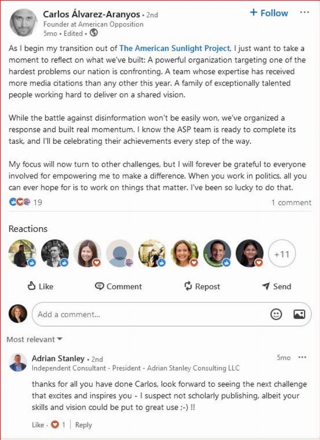 Carlos Alvarez Aranyo linkedin note