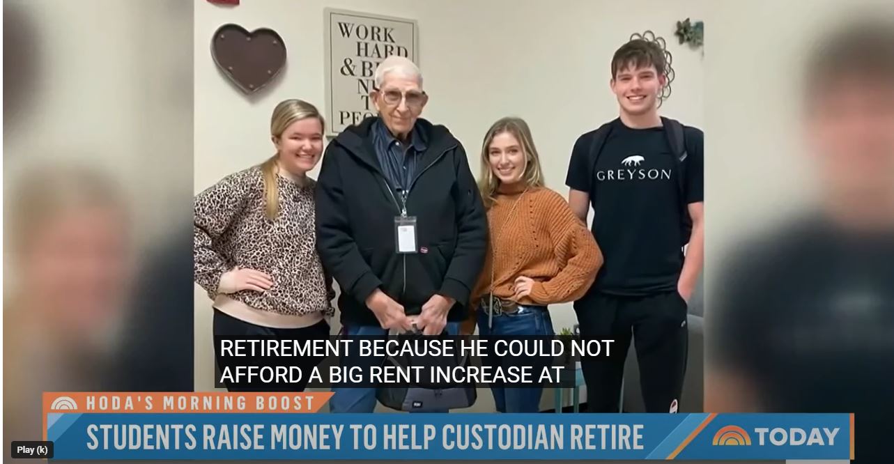 High school students raise $260,000 for an elderly janitor forced out of retirement due to rising costs