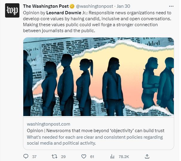The Washington Post suggests that newsrooms must shun 'objectivity' to build trust