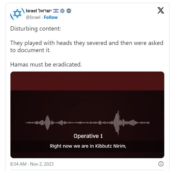 Barbarism: Tape emerges of Hamas terrorist 'playing' with severed heads