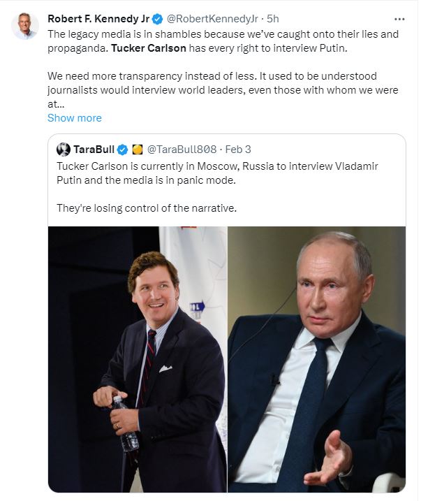 Tucker Carlson goes to Moscow -- and the left has a cow
