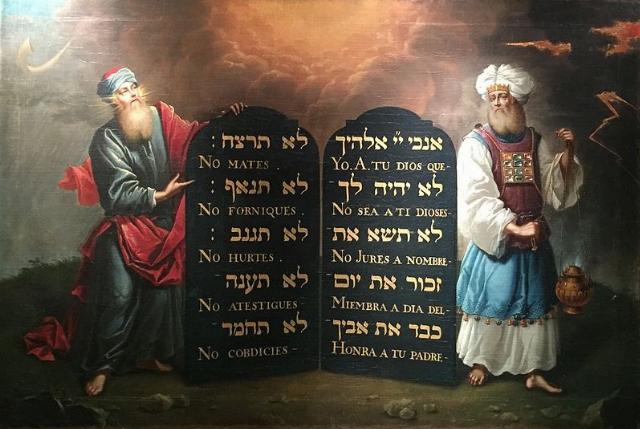<p><em>Изображение с сайта <a href="https://commons.wikimedia.org/wiki/File:Moses_and_Aaron_with_the_10_Commandments_1674.jpg">Wikimedia Commons</a>, общественное достояние.</em></p>