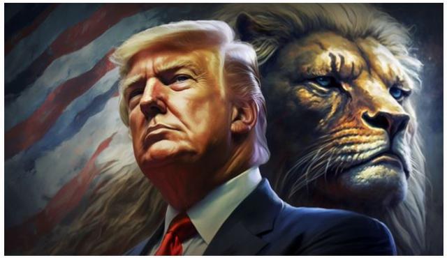 Trump and lion