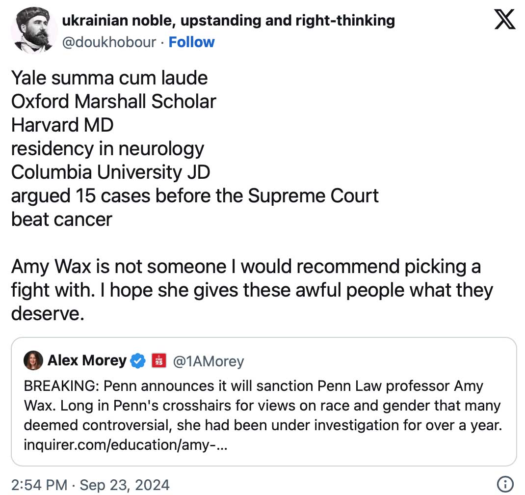 UPenn and Amy Wax: double standards