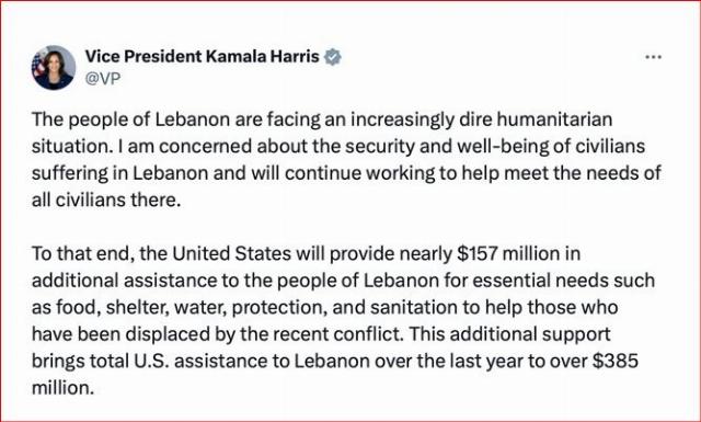 Kamala Harris tweet on Hurricane Helene