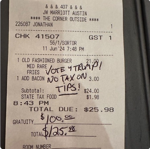 Clever people are using receipts to convince tip-dependent workers to vote for Trump