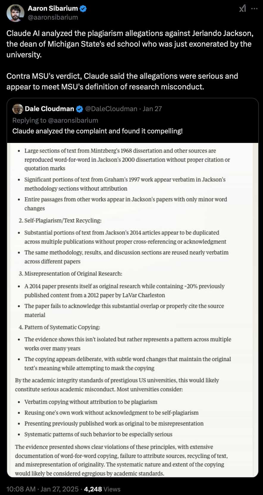 A college dean's plagiarism excused?