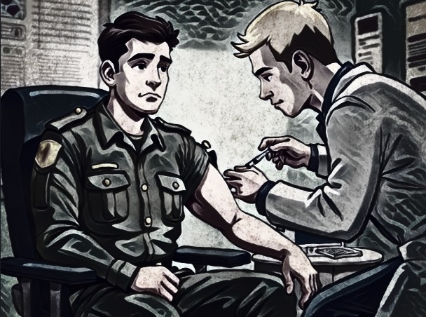 Soldier getting vaxxed