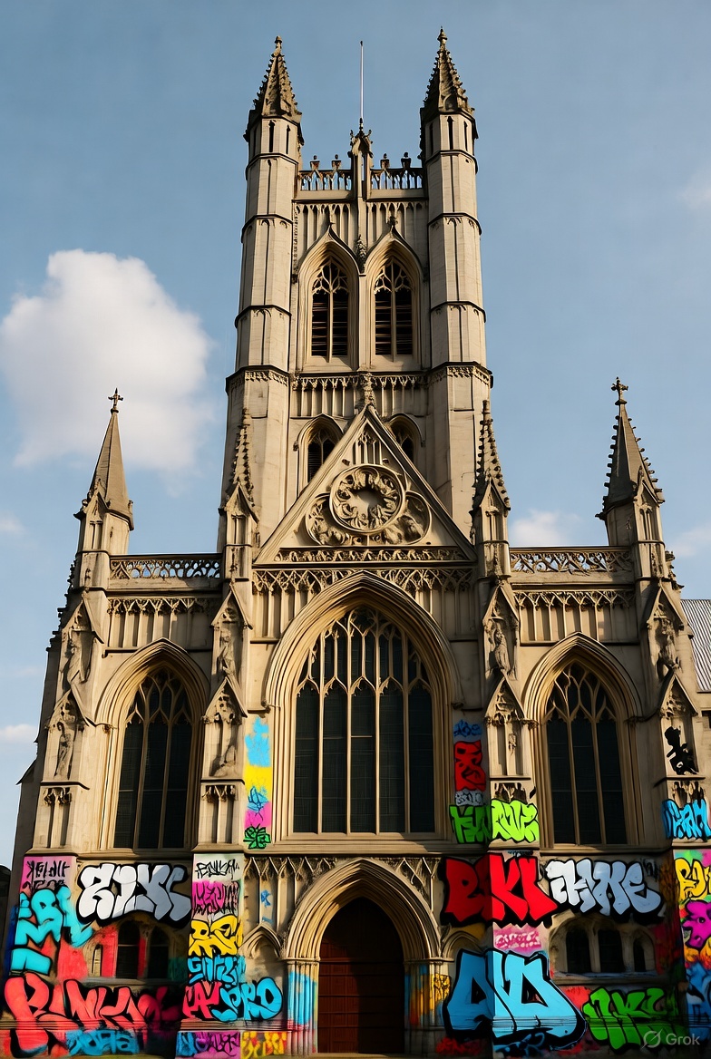 Canterbury Cathedral gets a paint job…in graffiti