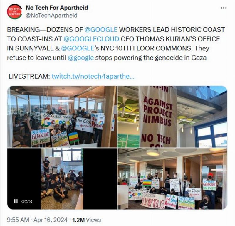 NextImg:Good riddance: Google boots 28 pro-Hamas employees who staged disruptive anti-Israel protest