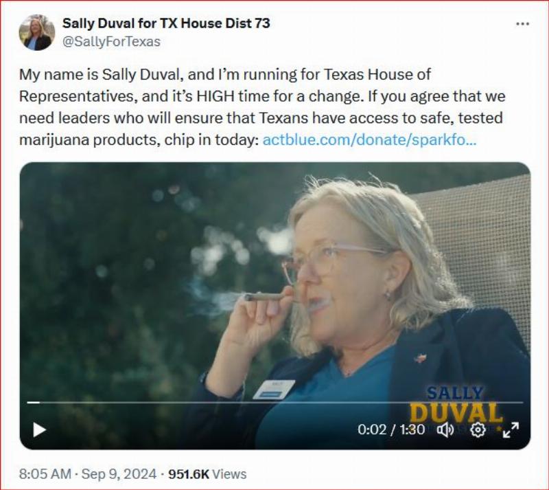 NextImg:Texas Democrat demonstrates her pot-smoking skills in campaign video on social media