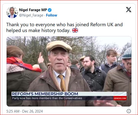 In the U.K., Nigel's party is now bigger than the Tories