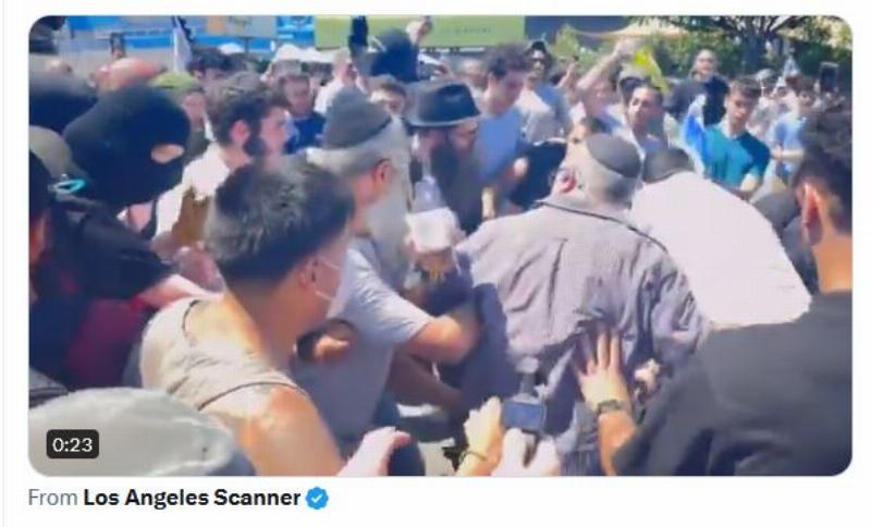 NextImg:Summer of terrorism? Pro-Hamas thugs launch violent assault on Jews going to synagogue in Los Angeles