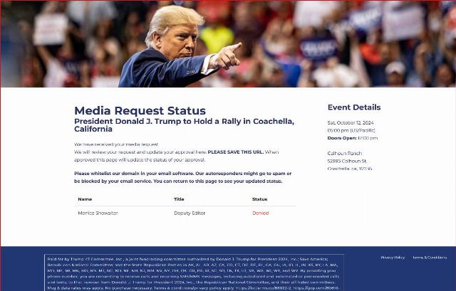 Coachella press pass denial to Trump rally