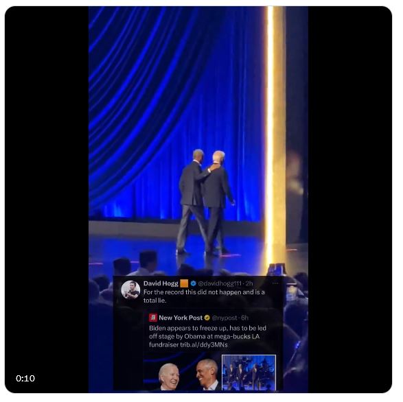Obama leads doddering Joe off stage, and out pop Democrat social media 'influencers' saying it never happened