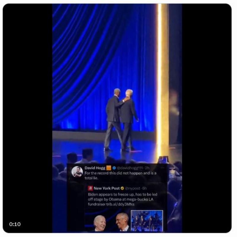NextImg:Obama leads doddering Joe off stage, and out pop Democrat social media 'influencers' saying it never happened