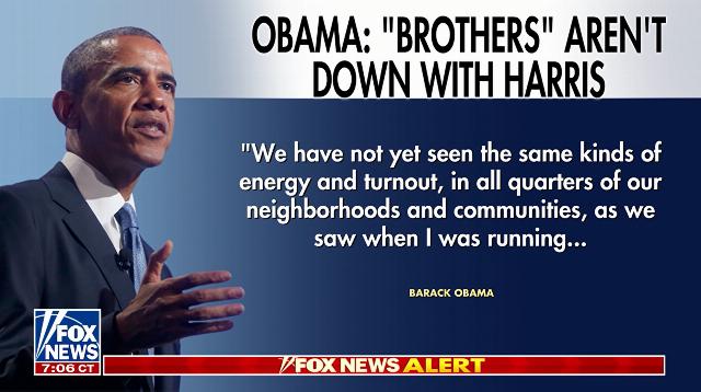 Screenshot from Jesse Watters Primetime, FOX News Oct. 10, 2024 during the playing of Barack Obama’s comments in Pittsburgh earlier Thursday. Used by permission of FOX News Media