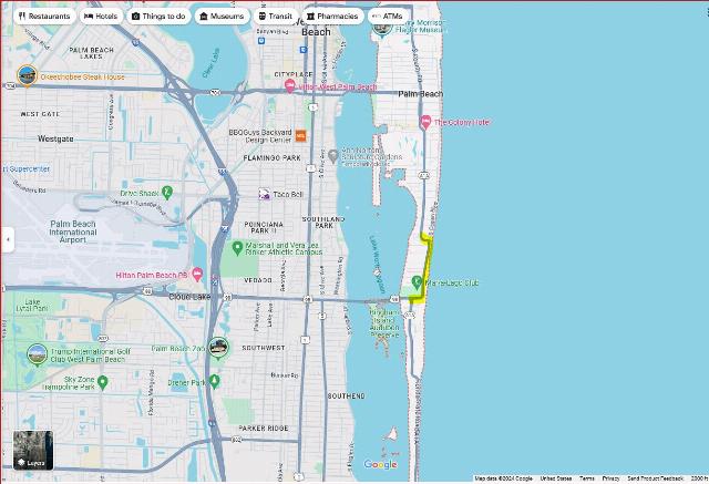 Google map with Palm Beach, highlighting added