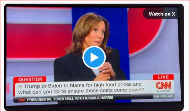 NextImg:Kamala Harris ignores food inflation question at townhall, burbles into word salad about 'gouging' and Trump