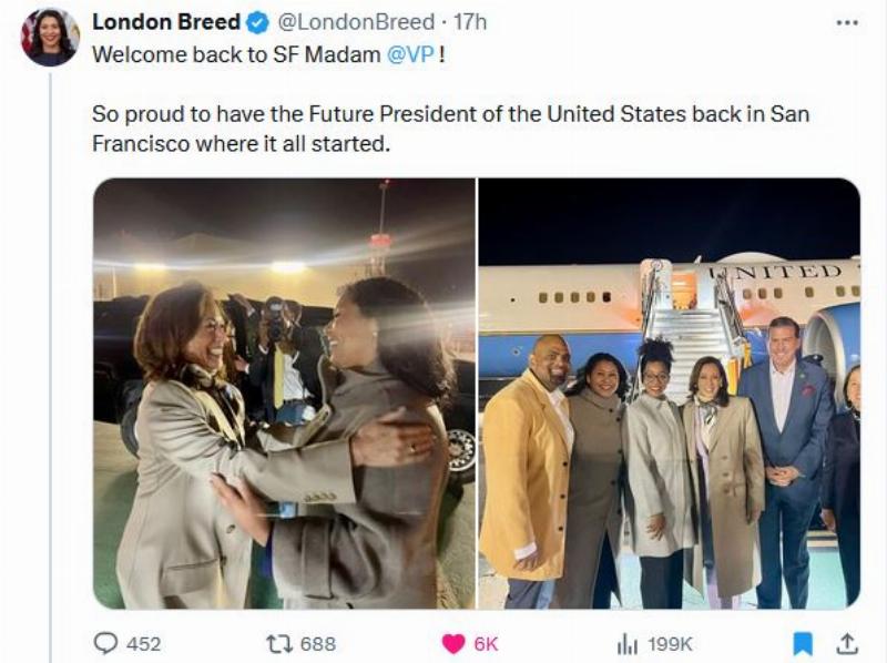 NextImg:Why did Kamala go all lovey-dovey with San Francisco's failed blue-city mayor, London Breed?